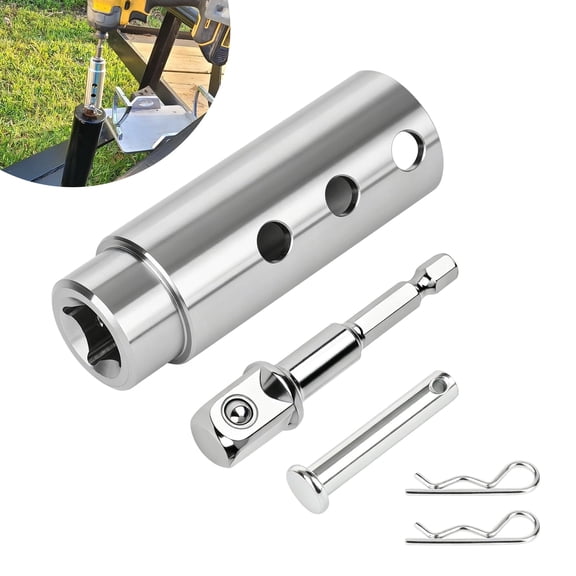Trailer Jack Drill Adapter Kit, EEEkit Quick Lift Trailer Jack Socket Trailer Jack Drill Attachment Fit for 1 Inch Jack Drive Shaft