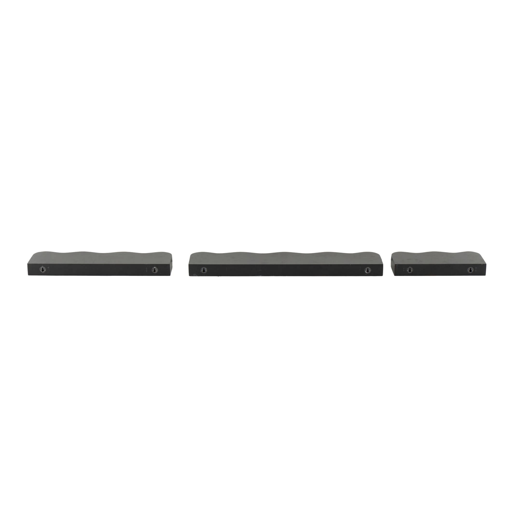 DecMode 30", 22", 14"W Handmade 3-Tier Black Wall Shelf with Various Sizes (3 Count)