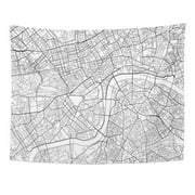 ZEALGNED Line Black and White City Map London Well Organized Separated Layers Sketch Wall Art Hanging Tapestry Home Decor for Living Room Bedroom Dorm 60x80 inch
