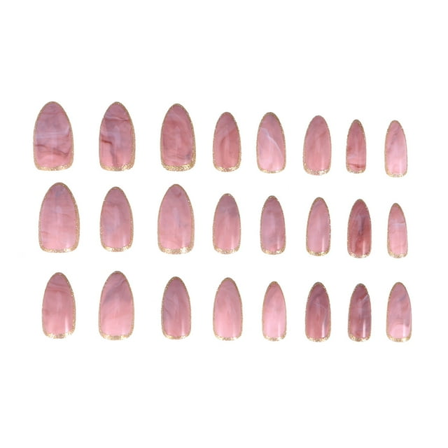 24 uñas postizas puntiagudas de cobertura completa, uñas postizas cortas rosas, arte de uñas DIY para mujeres y niñas