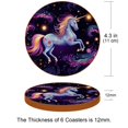thumbnail image 3 of Unicorn 6PCS Round Car Coasters, Microfiber Leather Cup Holders for Car, 11x11 cm/4.3x4.3 in, Absorbent Car Coaster Set of 6, Car Accessories for Women and Men, 3 of 6