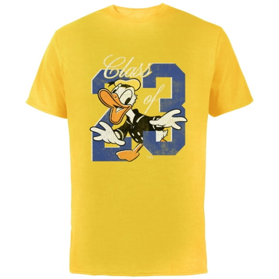 Disney Donald Duck Class of 23 Graduation 2023 Retro - Short Sleeve Cotton T-Shirt for Adults - Customized-Yellow