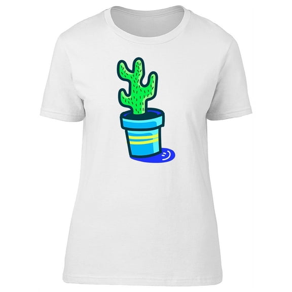 Cute Green Cactus Doodle Tee Women's -Image by Shutterstock