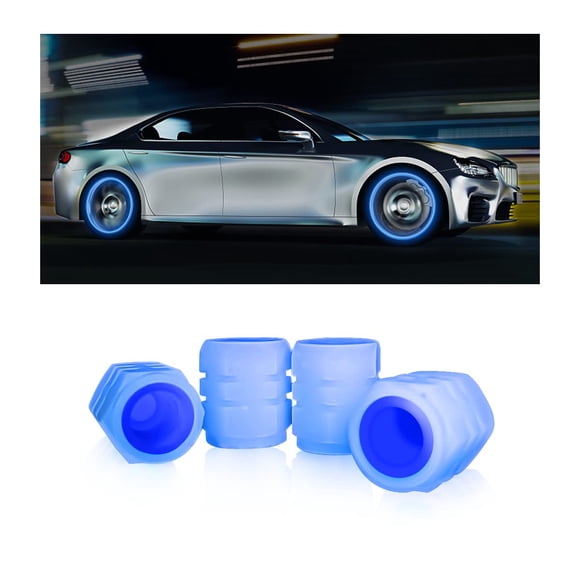 Tapones para válvulas de neumáticos YALOK Noctilucous para coche, 4 unidades, azules