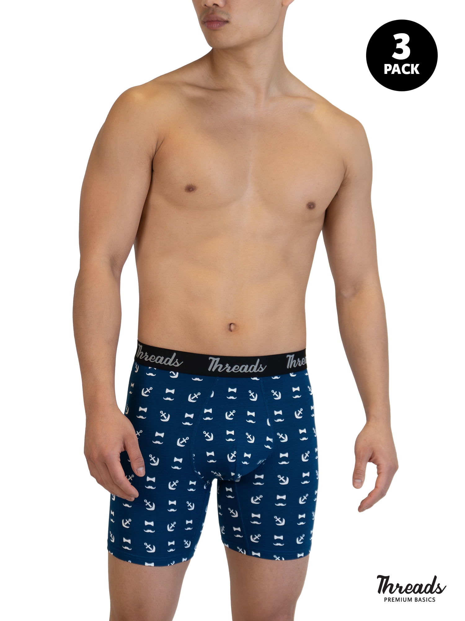 Threads Men's Underwear, 6" Ultra-Soft Premium Boxer Briefs, Moisture Wicking, Anti-Odor, 3-Pack