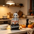thumbnail image 3 of AZXY Halloween Decorations Skeleton Wooden Pumpkin Tabletop Sign, Halloween Decor, Halloween Pumpkins, Halloween Indoor Decor, Halloween Party Decor, Striped Polka Dot Table Ornament for Home Display, 3 of 7