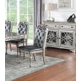 thumbnail image 5 of Arm Chairs, Set of 2 Arm Chairs with Cushion Upholstered Seat Tufted Back, Majestic Formal Dining Living Room Chairs, Grey Silver Finish Rubberwood Dining Room Furniture, Silver and Grey, 5 of 8