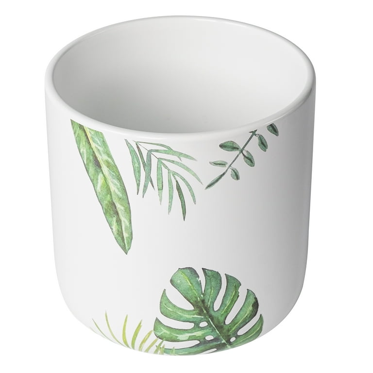 Mainstays Green Leaves Ceramic Planter 5.9 inches Diameter Indoor