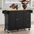 thumbnail image 6 of 52.7" Rolling Kitchen Island with Storage & Drop Leaf, Adjustable Shelf, Spice & Towel Rack for Small Kitchen & Dining Room, Black, 6 of 8