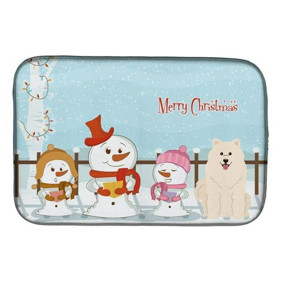 Caroline's Treasures Merry Christmas Carolers Samoyed Dish Drying Mat