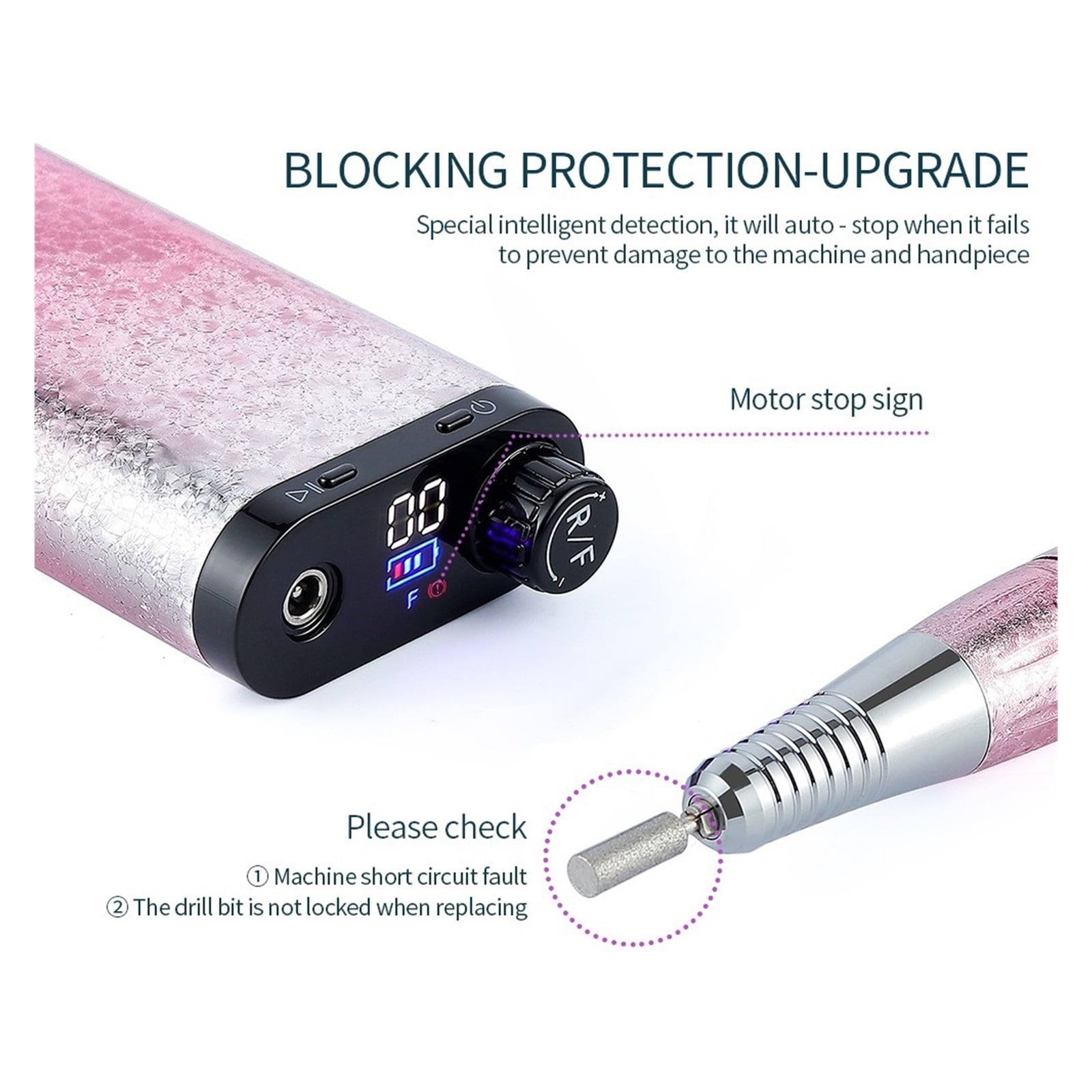 35000RPM Wireless Nail Drill Machine Portable Nail Master Fast Nail Removal Strong Manicure Pedicure Polishing Milling Cutter ,Lightweight and Portable