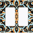 thumbnail image 6 of Metal Light Switch Plate Cover Blue Orange Mandala Flower Tile Pattern MDL041, 6 of 13