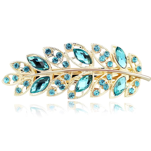 Qarigey Horquilla de cristal con diamantes de imitación para mujer, fiesta de vacaciones, fecha de viaje, decoración, pinzas para el cabello de moda, Accesorio para el cabello Azul Qarigey AP018036-01