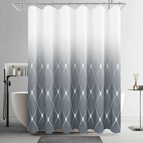 Sliver Grey Stall Shower Curtains for Bathroom Gray Ombre Shower Curtain Geometric Pattern Modern Bathroom Light Grey Curtains Decor Fabric Shower Curtain Set with Hooks, 72x84