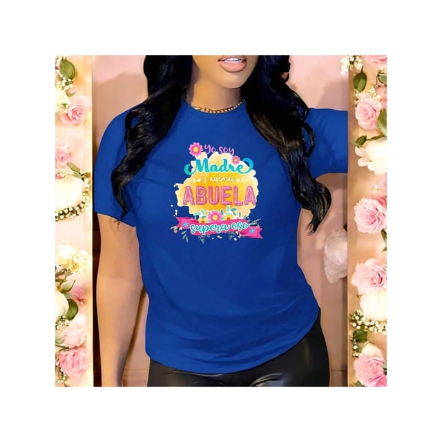 Playera Blusa Mujer Yo Soy Madre y Además Abuela, Supera Eso Ropa Casual Divertida para Abuelas con Estilo Color Azul Talla Extra Grande Marca Emil SaEs