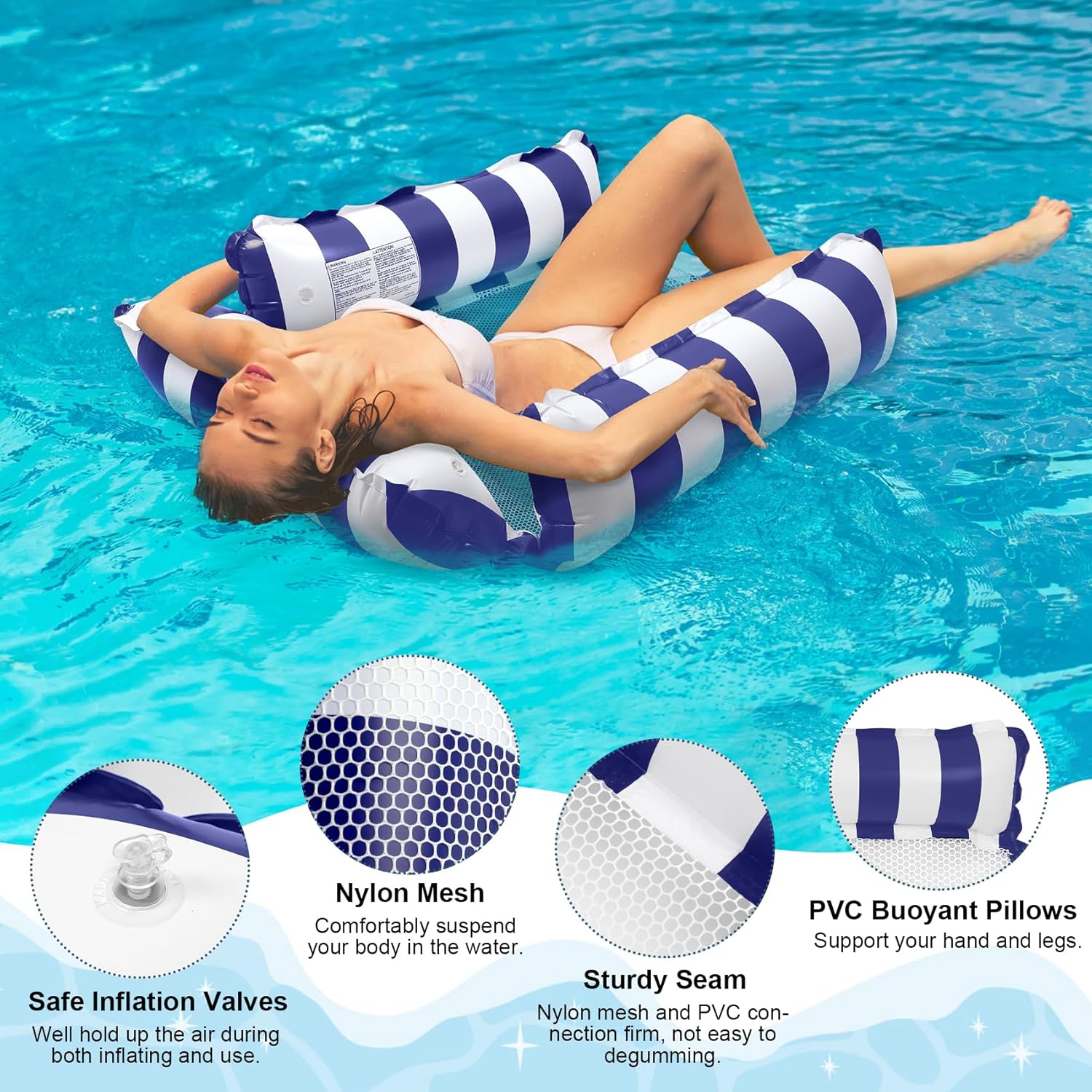 BN-LINK 4-in-1 Inflatable Pool Float Hammock, 2-Pack photo 6