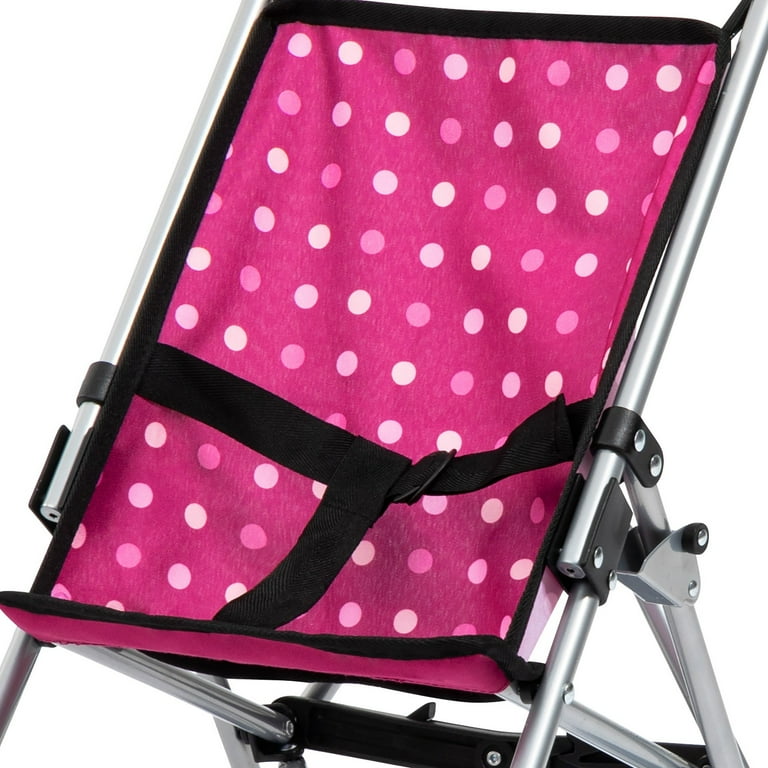 Bayer Design Dolls: Buggy Umbrella Stroller - Hot Pink & White Polka Dots, Kids Toy Age 3