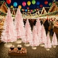 thumbnail image 5 of ValHome 8PCS Mini Pink Christmas Trees Bottle Brush Tabletop Decoration Set - Frosted Sisal Trees with Wooden Bases - Artificial Small Xmas Trees for Holiday, Village & Home Décor(2.4/3.5/4/5 inch), 5 of 9