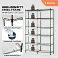 thumbnail image 6 of VEVOR Plant Stand with Grow Light, 6-Tier Large Tall Plant Shelf with 3000K 200W Full Spectrum Grow Light, Indoor Grow Light Shelf with Timer and Wheel for Seed Starting 47.2" L x 13.8" W x 70.8" H, 6 of 9