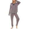 Roudelain Cashmere Luxe Henley & Jogger Pants Sleep Set, Agatha Stripe Peacoat, XLarge