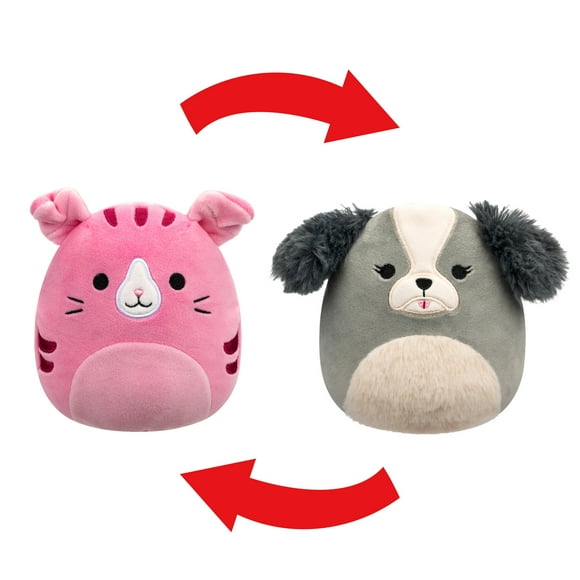 Squishmallows FlipAMallows Original 5-Inch Plush - Malu the Shih-Tzu & Geraldine the Scottish Fold Cat - Little Ultrasoft Official Jazwares Plush