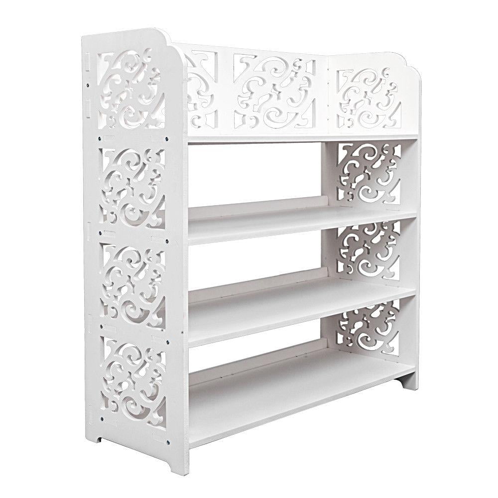 Ktaxon 4-Tier Standing Shoe Rack, Wood Plastic Board, White