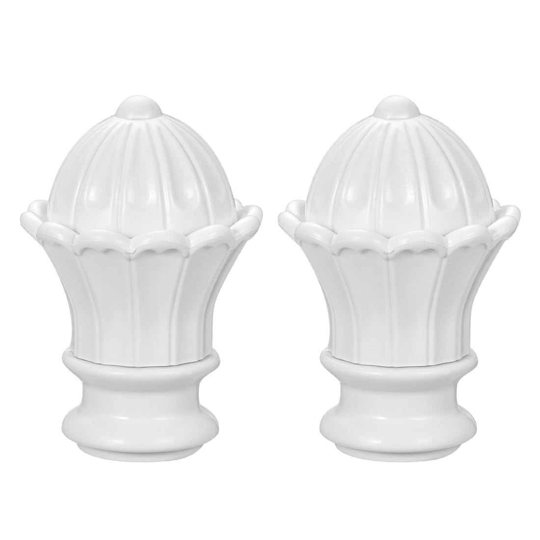 Curtain Rod Cap Finials Plastic Vintage Style Rail Ends White 63 x 90mm
