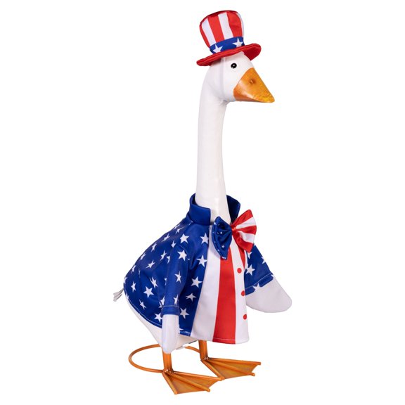 Evergreen Porch Goose Outfit for Giddy the Goose, Patriotic Suit Decorative Clothes Costume for 21" Garden Geesse Statues, Seasonal Home Dcor