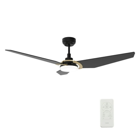 

56 3 Blades Indoor Smart LED Ceiling Fan with Remote Black and Gold
