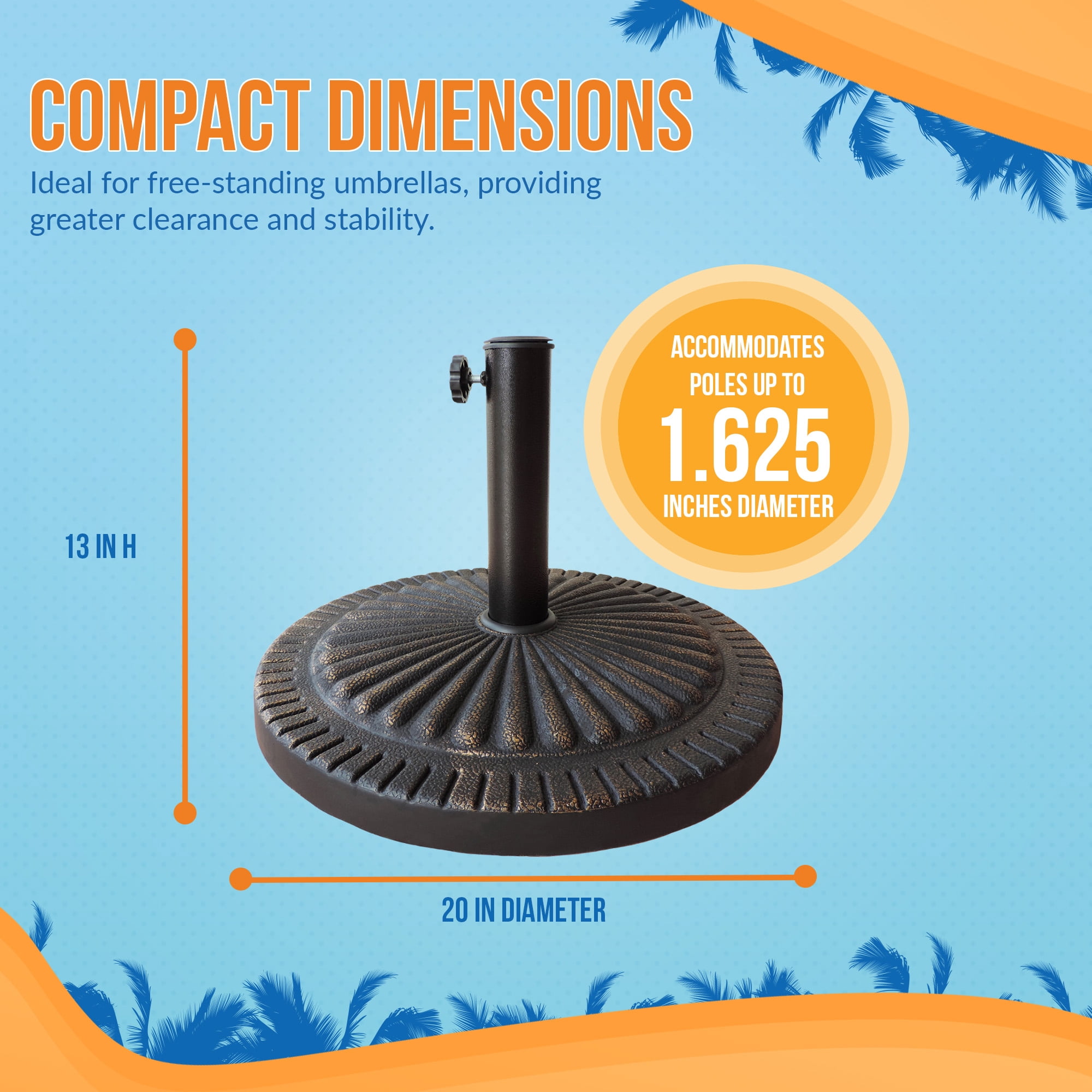 Island Umbrella Classic 31-lb Umbrella Base, Poly Resin with Bronze Finish