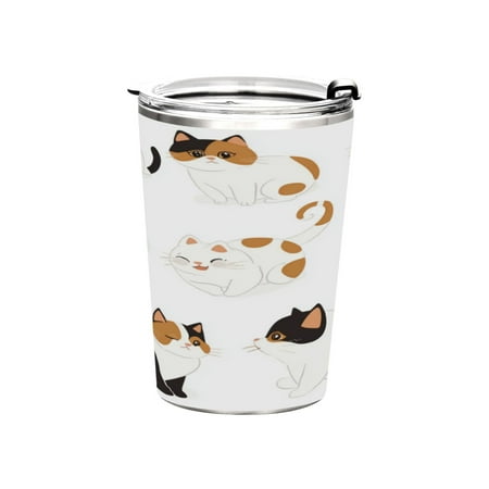 

11oz Double-Wall Vacuum Insulated Stainless Steel Tumbler with Straws Sports Mugs BPA-Free Chubby Cats
