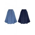 thumbnail image 4 of Women's All-match A-line High Waist Mid-length Casual Denim Skirt With Elastic Waist Knee Length, 4 of 4