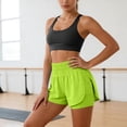thumbnail image 5 of COMVALUE Women's 2 in 1 Running Shorts High-Split Athletic Short High Waisted 3" Liner Workout Gym Short with Pockets Green S, 5 of 9