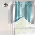 thumbnail image 4 of Turquoise Aqua Stripes Tie Up Valance Curtains for Windows, Kitchen Curtains Window Treatments, Modern Minimalist Abstract Lines Short Window Shades Valances for Bedroom Bathroom Cafe 42"x18", 4 of 8