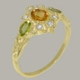 thumbnail image 2 of LBG British Made Real 18k Yellow Gold Natural Citrine Peridot Diamond Womens Anniversary Ring - 33 size options - Size 6.25, 2 of 5