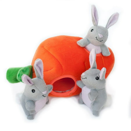 ZippyPaws Burrow Squeaky Hide and Seek Plush Dog Toy, Bunny n