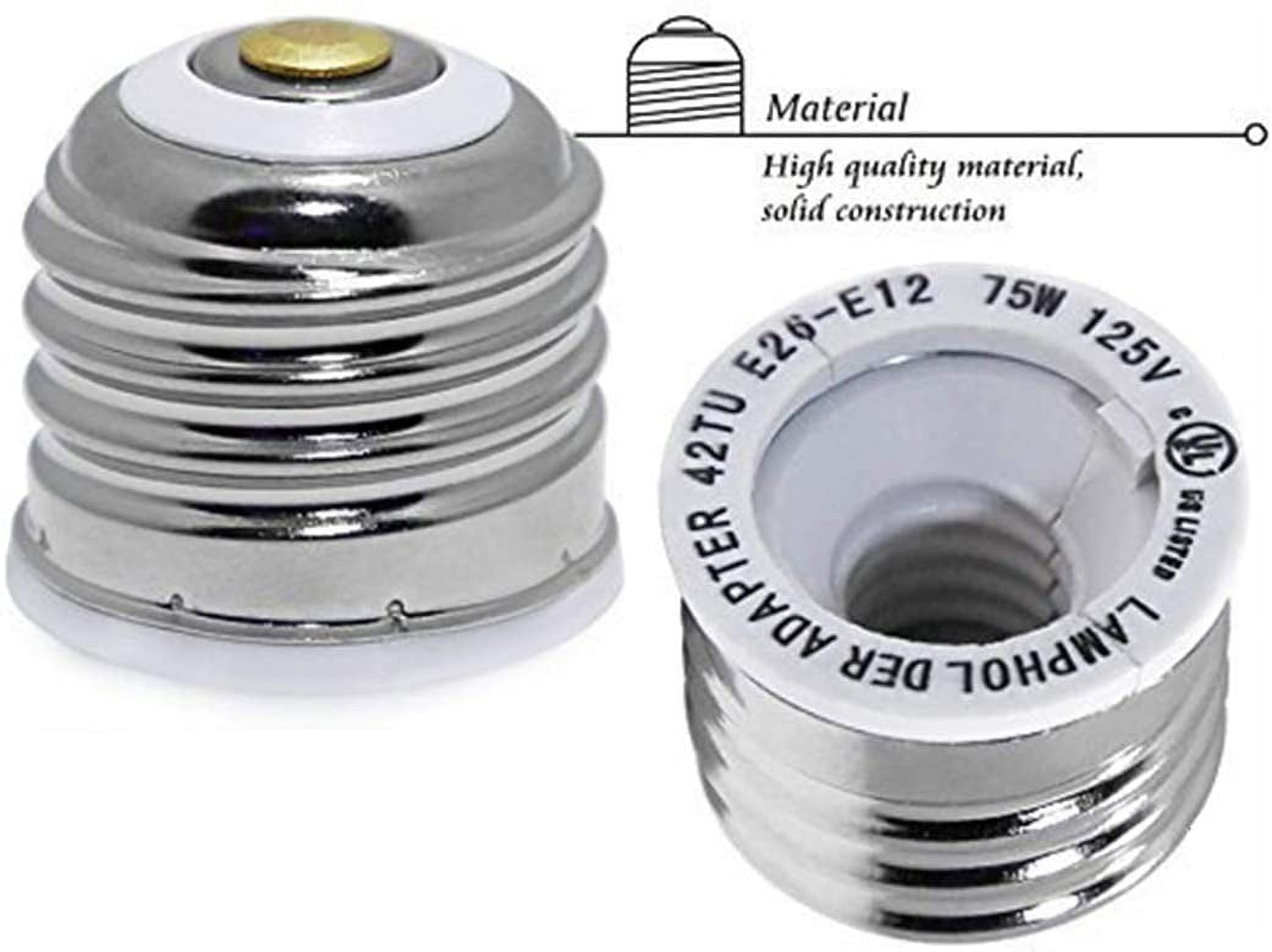 TORCHSTAR 10-Pack E26/E27 to E12 Socket Adapter, Medium Screw Base to Candelabra Base Bulb Converter Reducer, Anti-burning, Heat-resistant, 125V Max 75W
