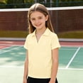 thumbnail image 2 of ZHOGXU Toddler Kids Girls Polo Shirt Solid Color Short Sleeve Lapel Breathable Lightweight Tee Top For Everyday Wear,Yellow,9-10 Years, 2 of 7