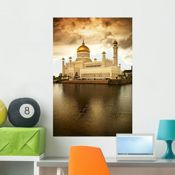 Islamic Mosque over Water Wall Mural Decal Sticker, Wallmonkeys Peel & Stick Vinyl Graphic (36 in H x 24 in W)