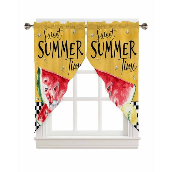 Swag Curtains, Sweet Summer Time Watermelon and Lemon Rod Pocket Kitchen Curtains Valances Tier Curtains Swag Valance Curtains for Bedroom Living Room 36" x 36", 2 Panels