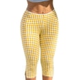 thumbnail image 3 of MLQIDK Pedal Pushers for Women Plaid Capri Pants Dressy Casual Elastic Waist Knee Length Lounge Pants Trendy Summer Plaid Capri Pants with Pockets Yellow XL, 3 of 6