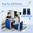 thumbnail image 6 of Qaba Kids Sofa Set 2-in-1 Multi-Functional Toddler Table Chair Set 2 Seat Couch Storage Box Soft Sturdy Blue, 6 of 9