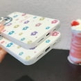 thumbnail image 4 of Designed for iPhone Case,Cute Flower Pattern(Electroplated Lens Protector Side Button) Shockproof Protective Cover Phone Case (iPhone 15,White), 4 of 5