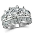 thumbnail image 2 of 14kt White Gold Womens Princess Diamond 3-Stone Bridal Wedding Engagement Ring Band Set 2.00 Cttw, 2 of 2