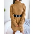 thumbnail image 4 of 2022 Printemps Automne Hiver Robe Pull à Manches Longues Col Haut Décontractée Robe Pull à Manches Longues Kaki m, 4 of 8