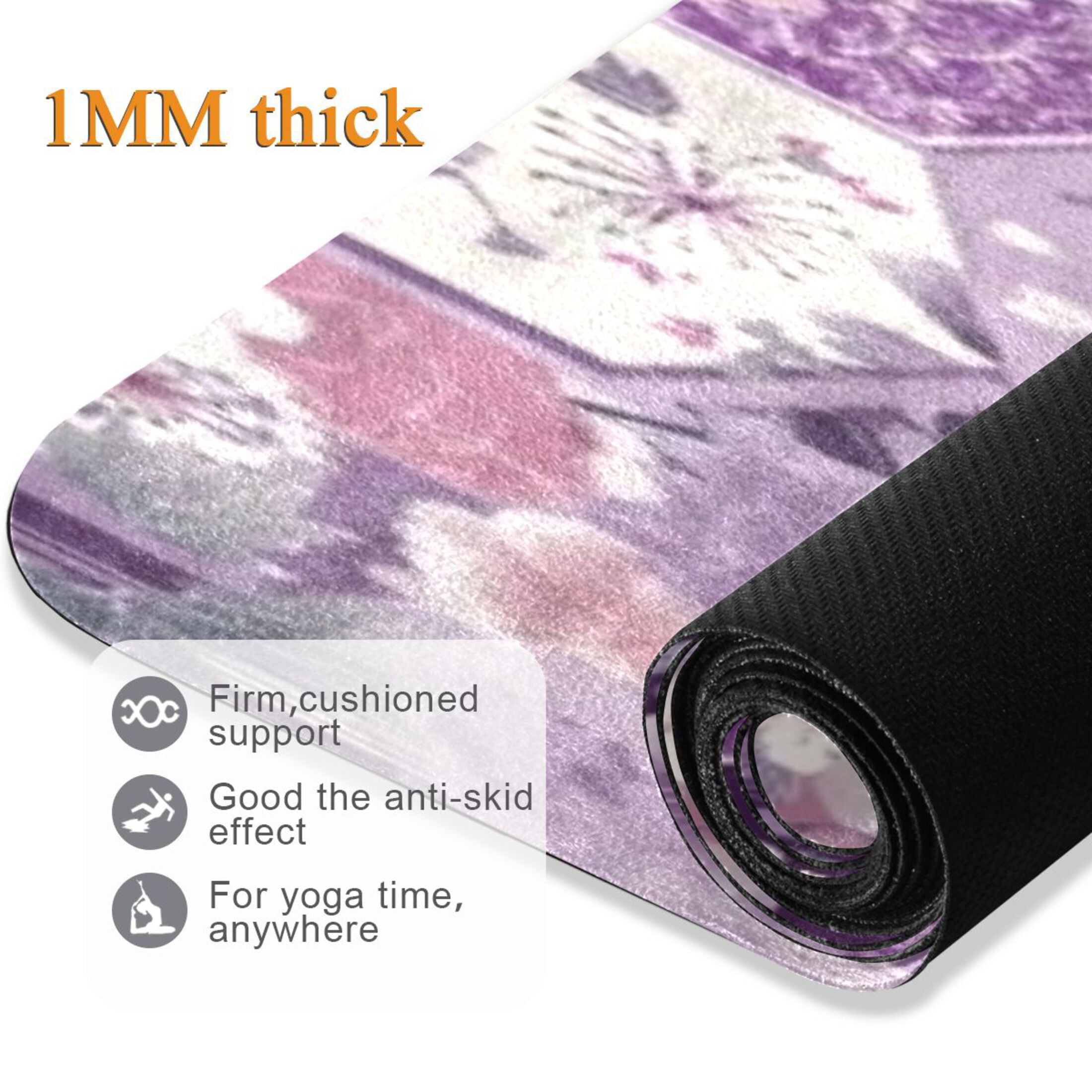 BZSMCE Yoga Mat Women Fitness Mat Purple Hexagon Floral Pattern