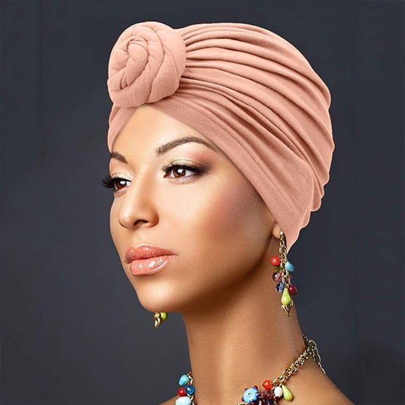 HuangHuanChen Turban for Women Chemo Cancer Cap Womens Large Elastic Solid Comfort Flat Hat Monochrome Fashion Knitted Hat For Women Head Wraps For Women Pink
