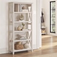 thumbnail image 2 of Pemberly Row 5 Shelves Coastal Wood Tall Bookcase in Line White Oak, 2 of 8