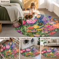 thumbnail image 5 of Round Rugs 4Ft, Red Yellow Floral Round Area Rug Washable Indoor Throw Carpet, Spring Lavender Leaves Botanical Pastoral Soft Non Slip Circle Rug for Kitchen Nursery Room Home Decor Aesthetic, 5 of 8