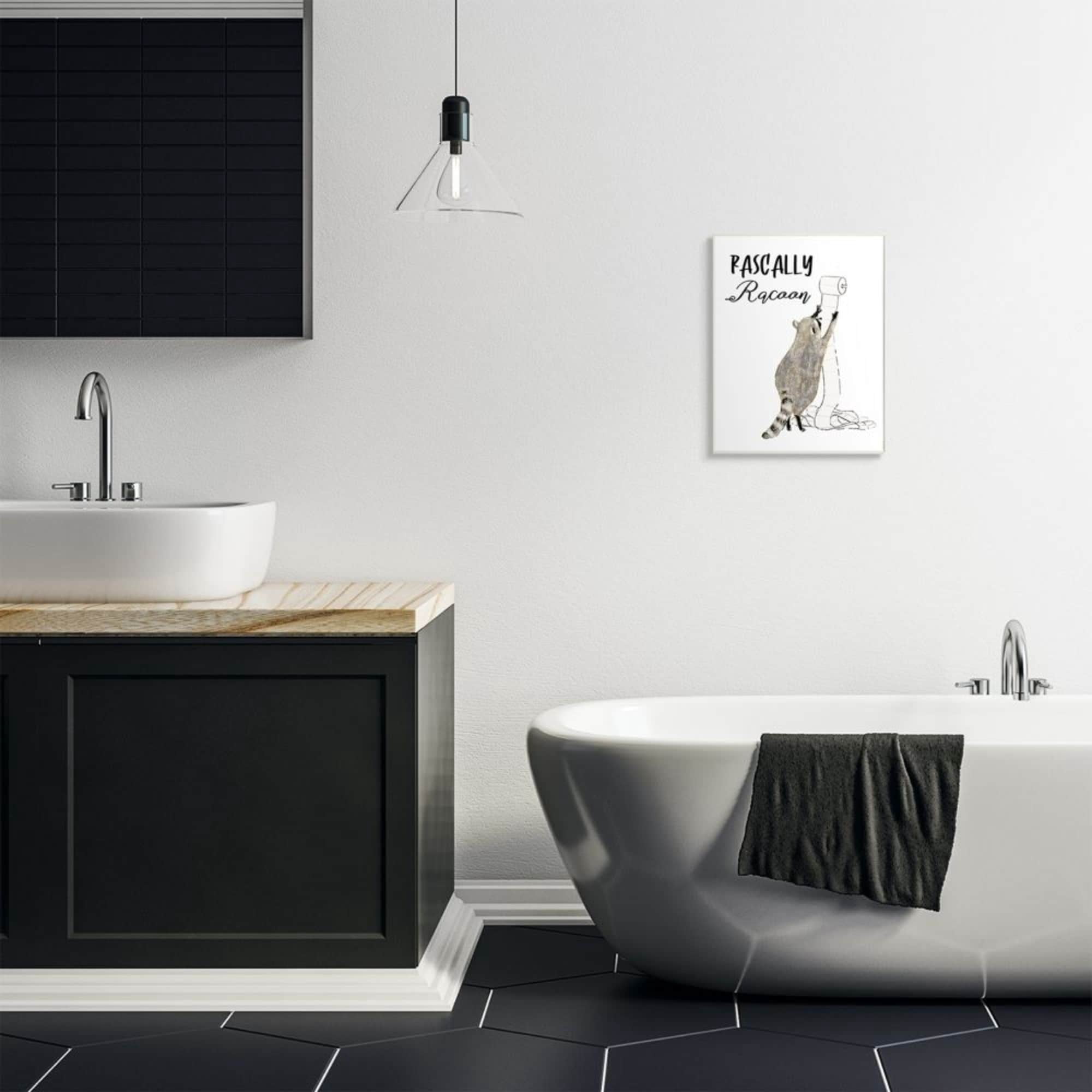 Stupell Industries Rascally Racoon Text with Toilet Paper Roll Design by Victoria Barnes